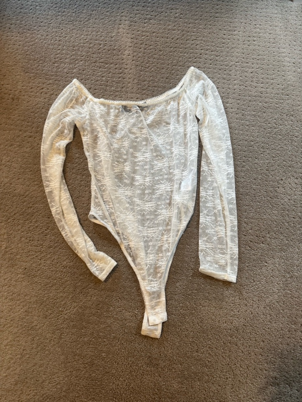 Lioness White Lace Long Sleeve Sheer Bodysuit